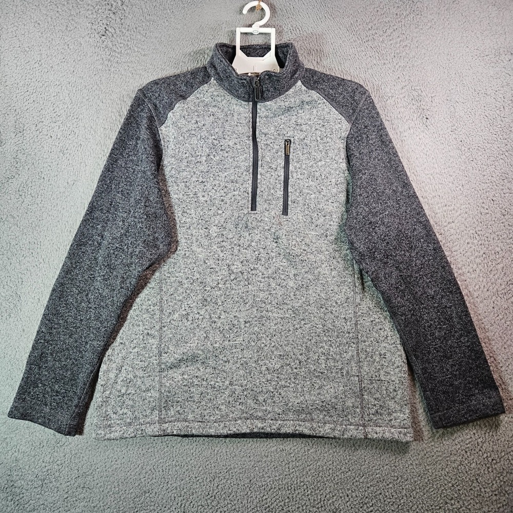 Woolrich Sweater Men XL 1/4 Zip Mock Neck Contrast Gray‎